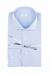 Camicia con collo francese in twill di puro cotone azzurro - Caliban Uomo | Giemme BrandsCorporate