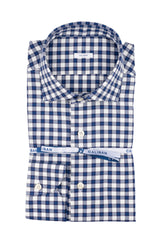 Camicia con collo francese in vaiella di puro cotone a quadri blu - Collezione UOMO | Giemme BrandsCorporate