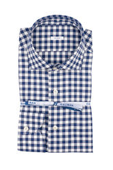 Camicia con collo francese in vaiella di puro cotone a quadri blu - Caliban | Giemme BrandsCorporate