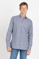 Camicia con collo francese in vaiella di puro cotone a quadri blu - Collezione UOMO | Giemme BrandsCorporate