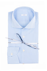 Camicia con collo francese in popeline di cotone stretch mille righe bianco e azzurro - Carry over | Giemme BrandsCorporate