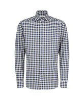 Camicia regular fit con collo francese in puro cotone con motivo vichy blu - Guglielminotti | Giemme BrandsCorporate