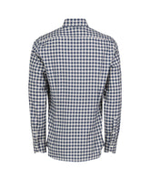 Camicia regular fit con collo francese in puro cotone con motivo vichy blu - Guglielminotti | Giemme BrandsCorporate