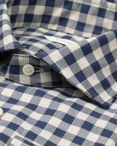 Camicia regular fit con collo francese in puro cotone con motivo vichy blu - Blu | Giemme BrandsCorporate
