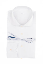 Camicia con collo francese in esclusivo popeline di cotone stretch bianco - Caliban | Giemme BrandsCorporate