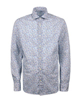 Regular fit Hemd mit französischem Kragen aus reinem Baumwolle mit Liberty-Muster in Blautönen - Blau | Giemme BrandsCorporate