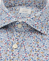 Regular fit Hemd mit französischem Kragen aus reinem Baumwolle mit Liberty-Muster in Blautönen - Blau | Giemme BrandsCorporate