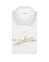Camicia regular fit con collo francese in puro lino tinto capo bianco - Tintoria Mattei | Giemme BrandsCorporate
