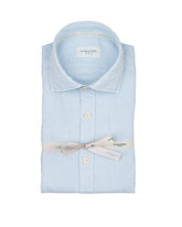 Camicia regular fit con collo francese in puro lino tinto capo azzurro - Collezione UOMO | Giemme BrandsCorporate