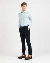 Camicia regular fit con collo francese in puro lino tinto capo azzurro - Collezione UOMO | Giemme BrandsCorporate