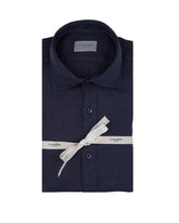Camicia regular fit con collo francese in puro lino tinto capo blu - Tintoria Mattei | Giemme BrandsCorporate