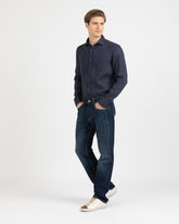 Camicia regular fit con collo francese in puro lino tinto capo blu - Tintoria Mattei | Giemme BrandsCorporate