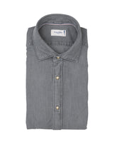 Camicia regular fit con collo francese in denim di puro cotone grigio - Tintoria Mattei | Giemme BrandsCorporate