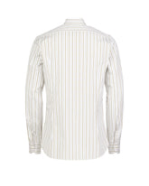 Camicia regular fit con collo francese in puro cotone bianco a righe verdi - Verde | Giemme BrandsCorporate