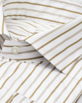 Camicia regular fit con collo francese in puro cotone bianco a righe verdi - Verde | Giemme BrandsCorporate