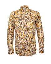 Regular Fit Hemd mit französischem Kragen aus reinem Baumwolle mit exklusivem Foliage-Muster in Orangetönen - Orangefarben | Giemme BrandsCorporate