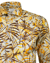 Regular Fit Hemd mit französischem Kragen aus reinem Baumwolle mit exklusivem Foliage-Muster in Orangetönen - Orangefarben | Giemme BrandsCorporate