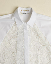 Boxy-Fit-Hemd mit halbem Raglan-Ärmel aus exklusiver weißer Stretch-Baumwolle mit Spitzeneinsätzen - Damen Last Chance | Giemme BrandsCorporate