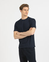 T-shirt regular fit in cotone piquet elasticizzato blu - Collezione UOMO | Giemme BrandsCorporate