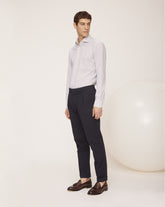 Camicia regular fit con collo francese in tessuto high performance Skinlike con fantasia geometrica blu e marrone - Caliban uomo - Last chance | Giemme BrandsCorporate