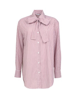 Camicia over fit con fiocco in puro cotone a righe rosse - Camicie | Giemme BrandsCorporate