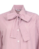 Camicia over fit con fiocco in puro cotone a righe rosse - Rosso | Giemme BrandsCorporate