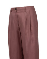 Pantaloni regular fit a palazzo in puro lino bordeaux - Bordeaux | Giemme BrandsCorporate