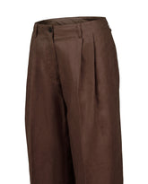 Regular Fit Palazzo-Hose aus reinem Leinen in Braun - Braun | Giemme BrandsCorporate