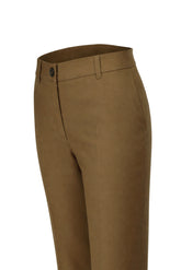 Pantaloni regular fit a gamba dritta in viscosa, lino e cotone elasticizzato marrone - Marrone | Giemme BrandsCorporate
