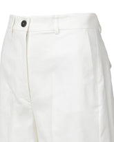 Shorts regular fit con gamba svasata in viscosa, lino e cotone elasticizzato bianco - Bianco | Giemme BrandsCorporate