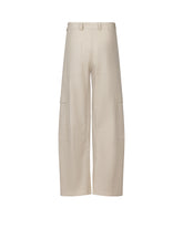 Pantaloni over fit modello cargo in viscosa, lino e cotone elasticizzato beige - Beige | Giemme BrandsCorporate