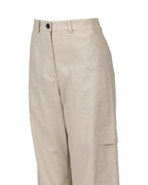 Pantaloni over fit modello cargo in viscosa, lino e cotone elasticizzato beige - Beige | Giemme BrandsCorporate