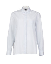 Camicia sartoriale boxy fit in puro cotone a righe bianche e azzurre - 