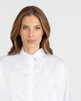 Boxy fit shirt with batwing sleeves in pure white cotton - White | Giemme BrandsCorporate