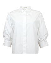 Camicia boxy fit con manica a palloncino in popeline di puro cotone bianco con foulard in seta colorata - Camicie | Giemme BrandsCorporate