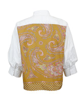 Camicia boxy fit con manica a palloncino in popeline di puro cotone bianco con foulard in seta colorata - Camicie | Giemme BrandsCorporate