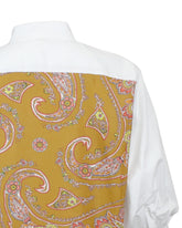 Camicia boxy fit con manica a palloncino in popeline di puro cotone bianco con foulard in seta colorata - Bianco | Giemme BrandsCorporate