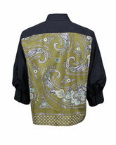 Boxy fit shirt with balloon sleeves in black pure cotton poplin with a silk foulard - Woman Shirts | Giemme BrandsCorporate