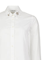 Slim fit shirt in white pure cotton with applied cabochons - White | Giemme BrandsCorporate