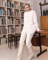 Boxy fit tailored shirt with contrast details in pure white cotton - Woman collection | Giemme BrandsCorporate