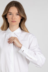 White pure cotton tailored shirt with metal accessories - White | Giemme BrandsCorporate