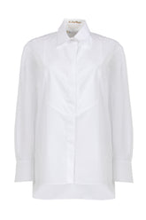 White pure cotton tailored shirt with tone on tone plastron - New In Le Sarte Pettegole | Giemme BrandsCorporate