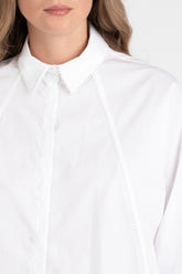 Camicia sartoriale con inserti in macramè in puro cotone bianco - Bianco | Giemme BrandsCorporate