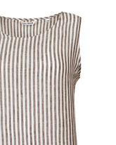 Regular-Fit-Kleid mit amerikanischem Ausschnitt aus reinem weißem Leinen mit braunen Streifen - Braun | Giemme BrandsCorporate