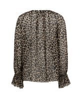 Over fit crew neck blouse in pure viscose with exclusive brown leopard print - Woman collection | Giemme BrandsCorporate