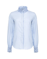Camicia regular fit con collo e polsi a motivo arricciato in puro cotone azzurro - Camicie | Giemme BrandsCorporate