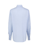 Camicia over fit con tasche applicate in puro cotone a righe azzurre - Donna | Giemme BrandsCorporate