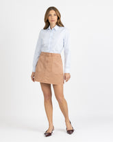 Langarm-Boxy-Fit-Hemd aus reiner weißer Baumwolle mit tausend blauen Streifen - Damen Last Chance | Giemme BrandsCorporate