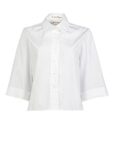 Boxy-Fit-Hemd mit Dreiviertelärmel aus reinem Popeline aus reiner Baumwolle, weiß und blau gestreift - Damen Last Chance | Giemme BrandsCorporate