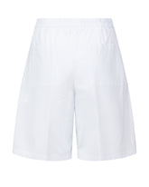 Regular-fit shorts in pure extra-fine double-twisted cotton poplin, white with blue stripes and sequins - Total look woman | Giemme BrandsCorporate